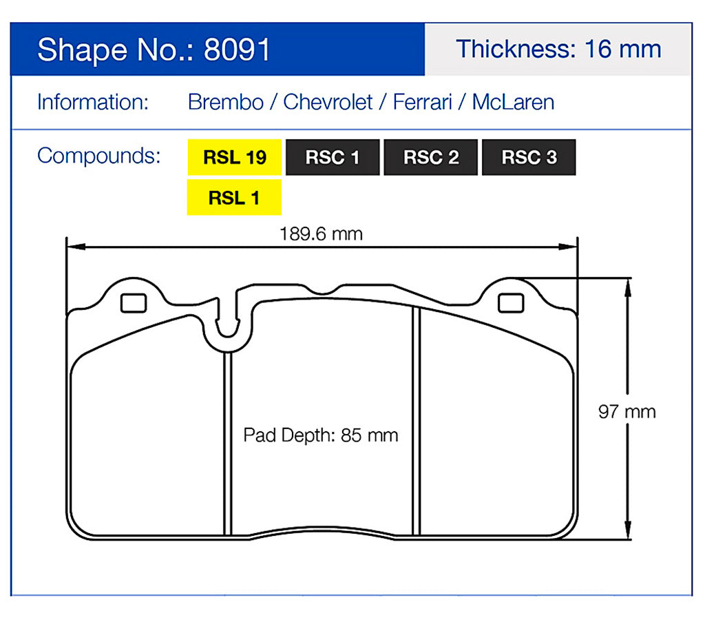 Pagid Racing Brake Pads 8091