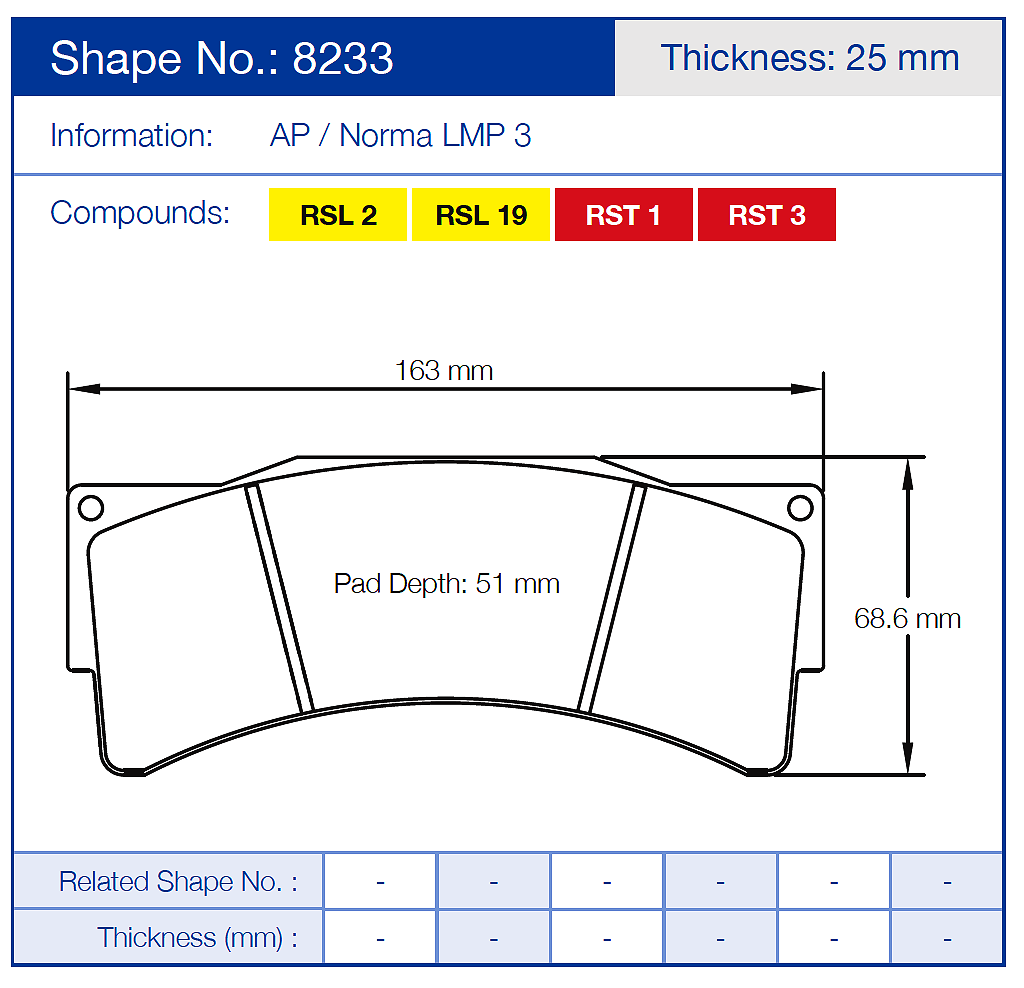 Pagid Racing Brake Pads No. 8233 (Front)
