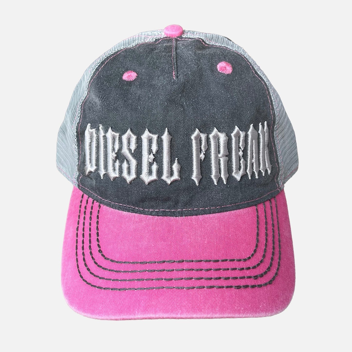 Pink Piston Head Puff Embroidered Cap