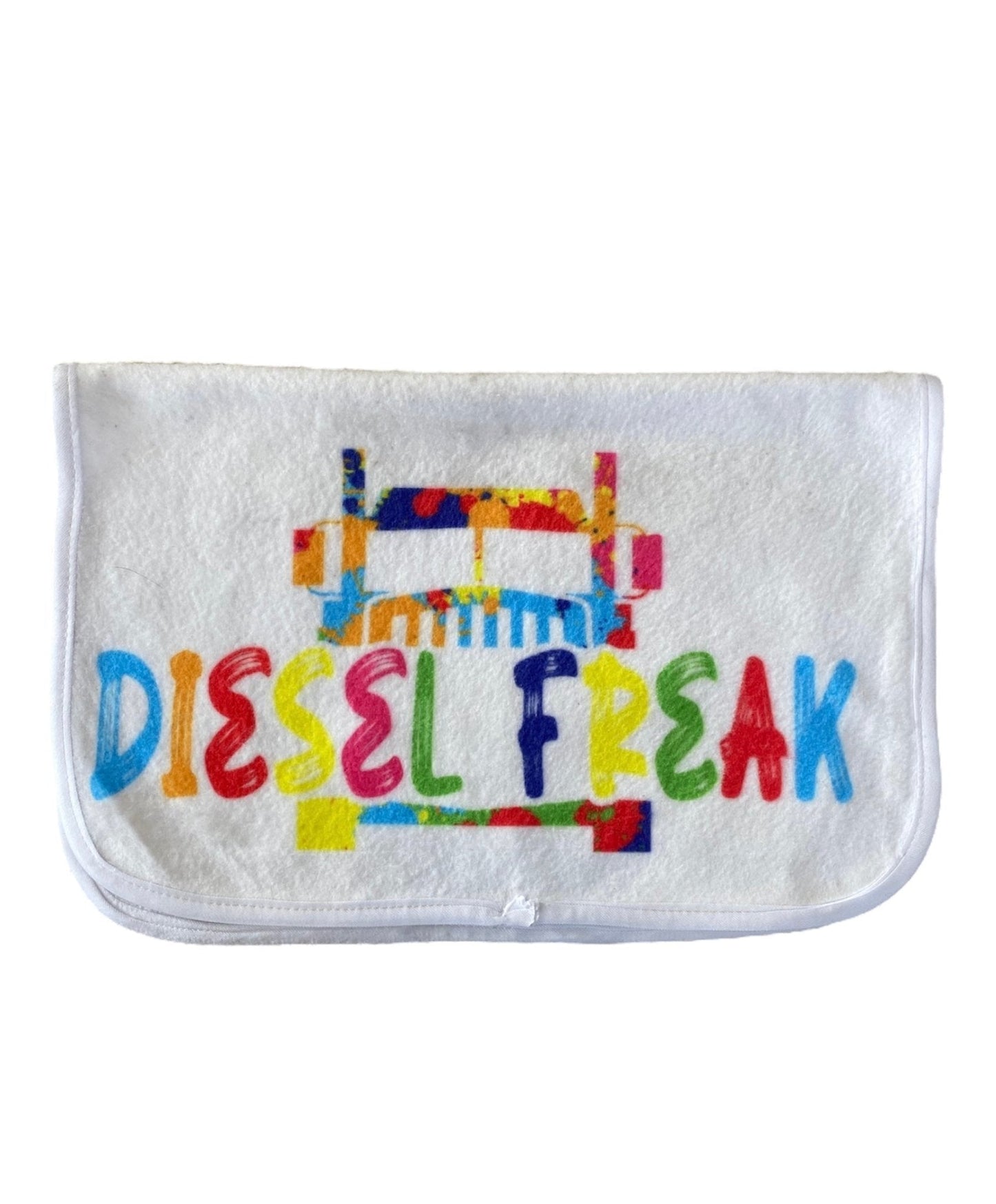 Rainbow Splatter Truck Burp Cloth
