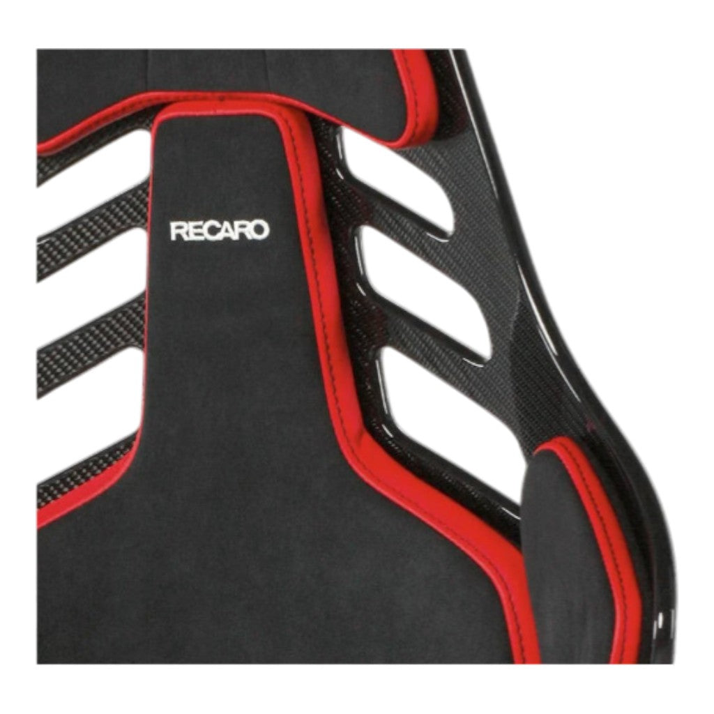 RECARO 078.02.2B22 Race Seat Podium CF Right Side (ABE / FIA), Black Alcantara / Red Leather, Size L