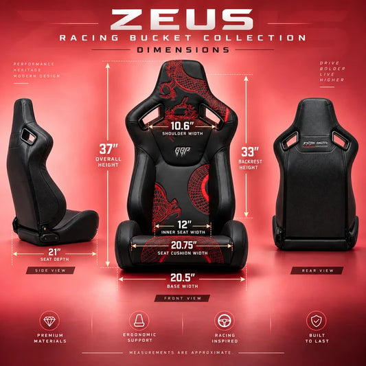 BULL BOOST Ryujin Collection Red Dragon Reclinable Racing Seats – Pair