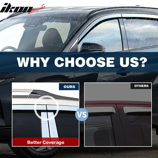 2015-2018 Kia K900 Dark Smoke ABS Window Visors Tape On Deflectors 4PC
