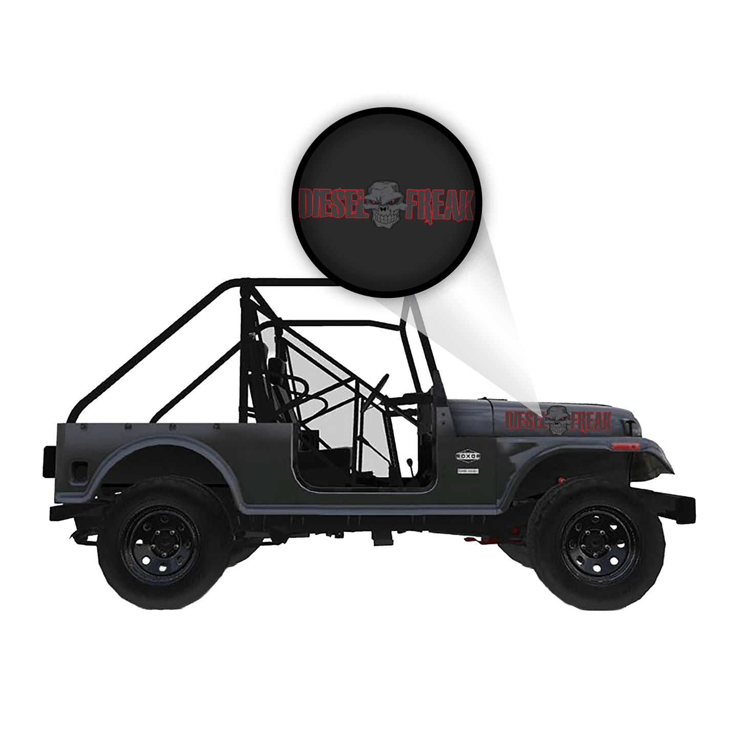 Roxor Blackout Diesel Diesel Freak Red Outline - Hood Graphic