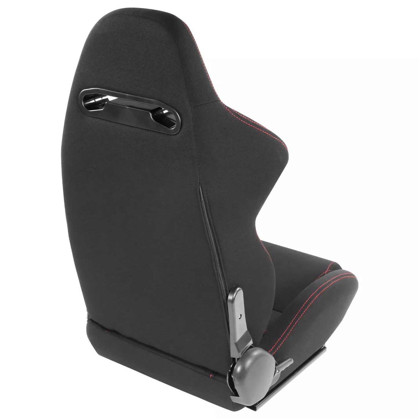 GEN PERFORMANCE Pair of Universal Black Woven Fabric Red Double Stitching Reclinable Racing Seats