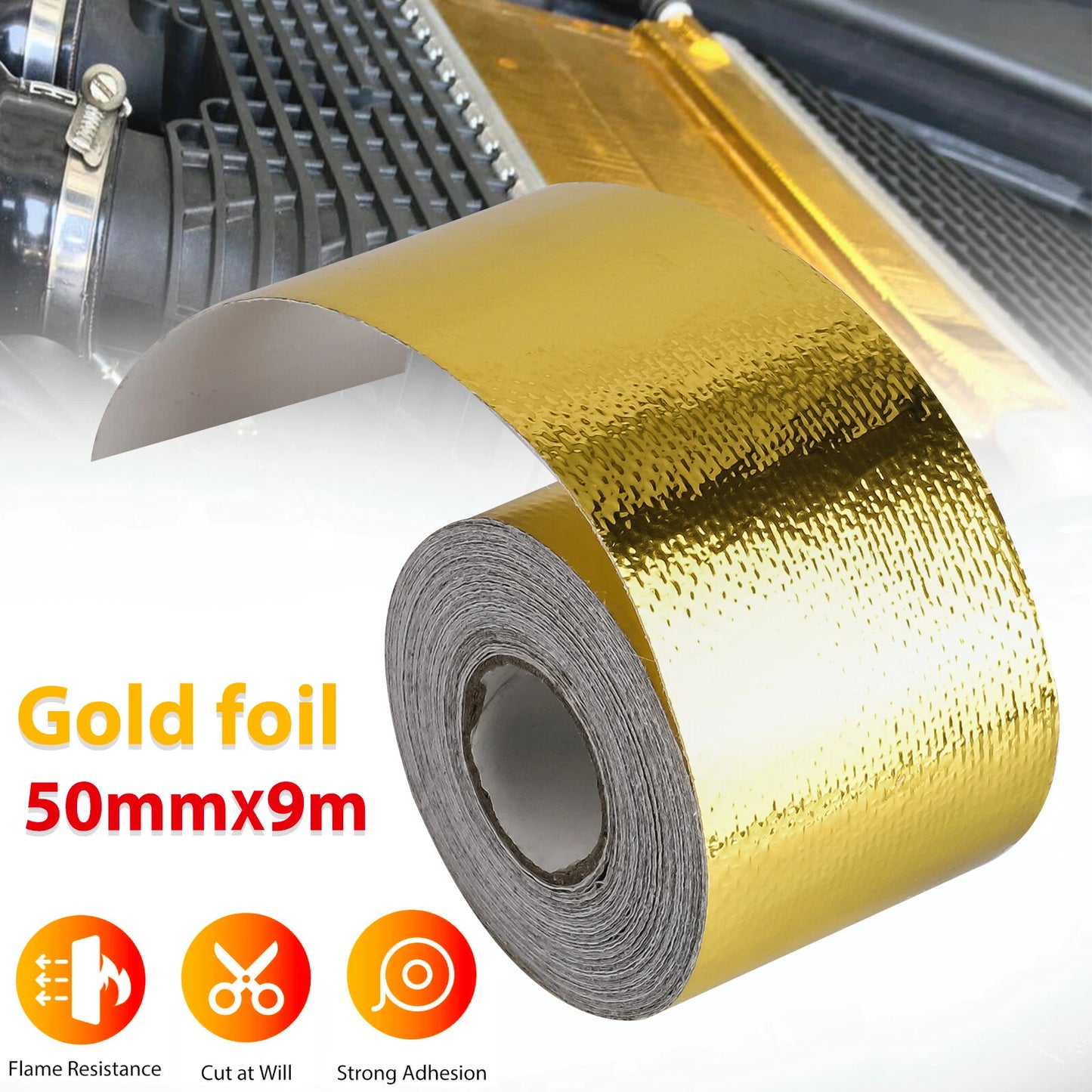 GEN Performance Gold High Temperature Heat Shield Roll – 2" x 30FT Self-Adhesive Reflective Tape