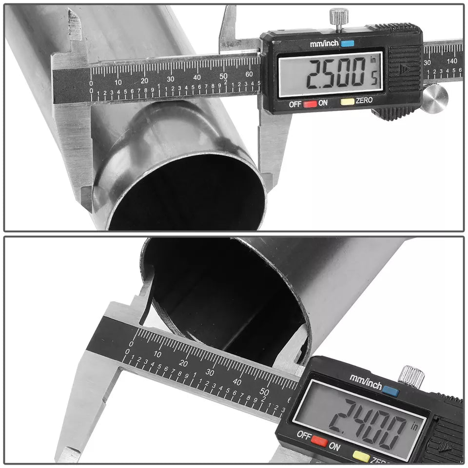 Universal DIY Custom Exhaust Pipe Kit - 3'', 2.5'', 2.25'' & 2'' OD Options, 16-Piece Set (Straight, 45°, 90°, U-Bends)