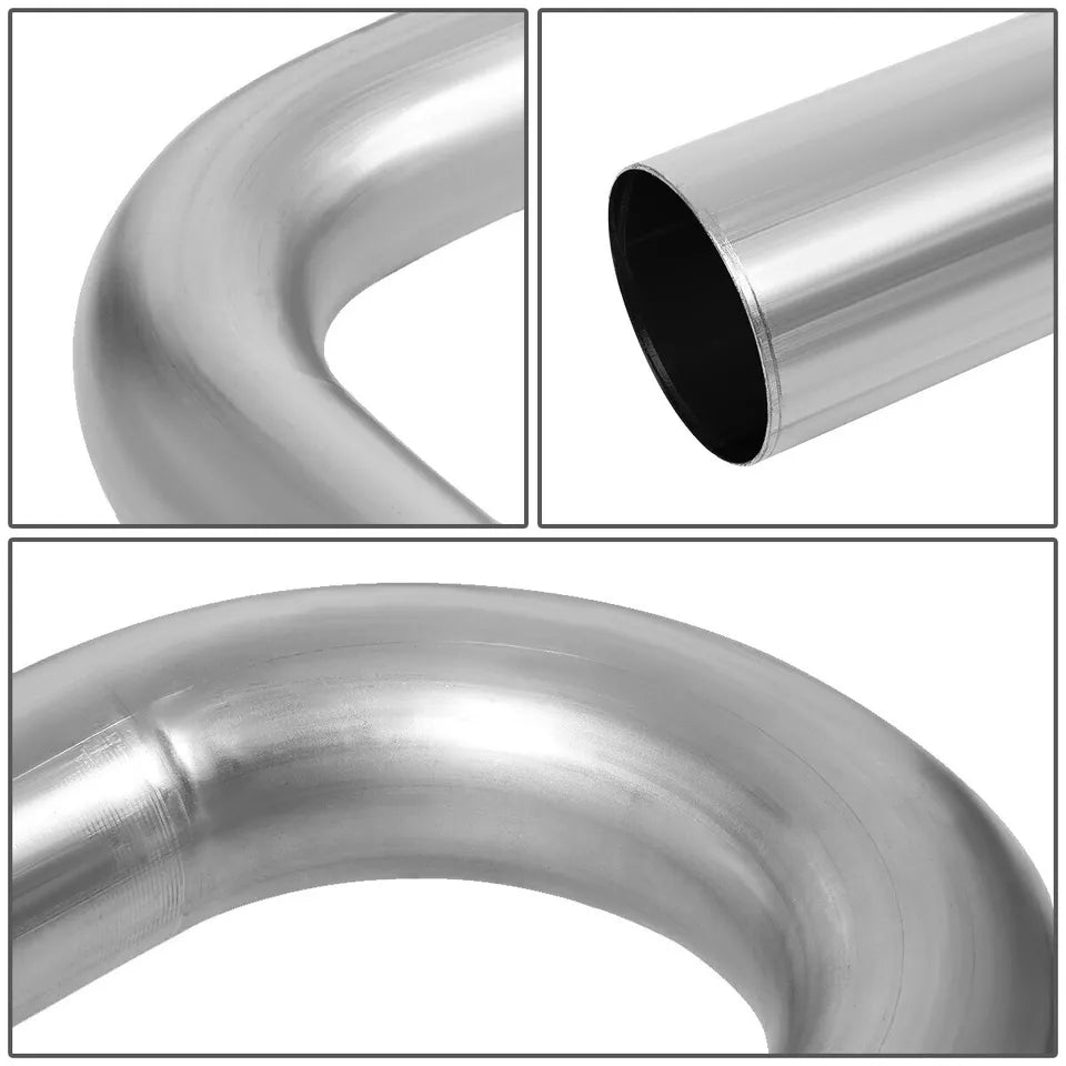 Universal DIY Custom Exhaust Pipe Kit - 3'', 2.5'', 2.25'' & 2'' OD Options, 16-Piece Set (Straight, 45°, 90°, U-Bends)