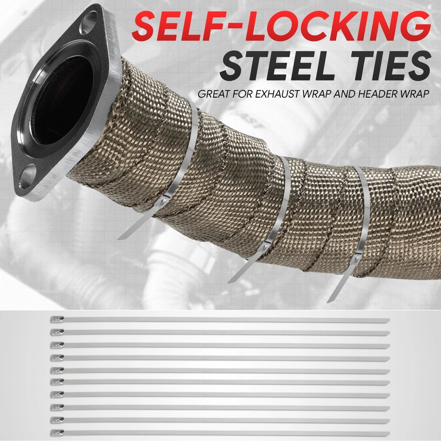 GEN Performance 30FT Titanium Fiberglass Exhaust Header Heat Wrap w/ 10 Stainless Steel Ties