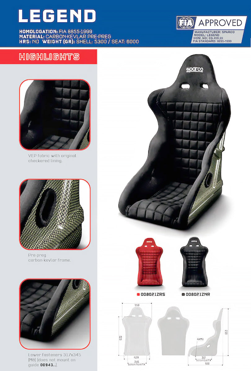 Sparco Legend Kevlar Racing Seat