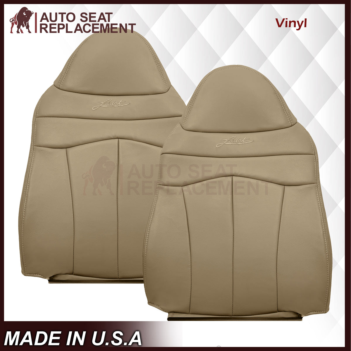 1999-2003 Ford F150 Lariat Replacement Seat Cover in Tan: Choose Leather or Vinyl