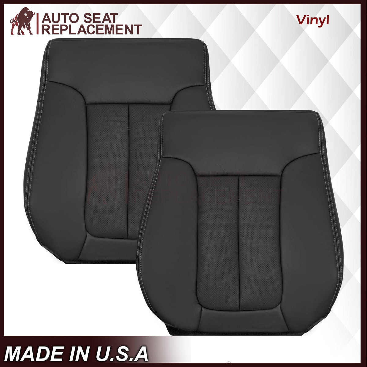 2009 - 2014 Ford F-150 Lariat Replacement Perforated Genuine Leather / Synthetic Leather Seat Cover In Black