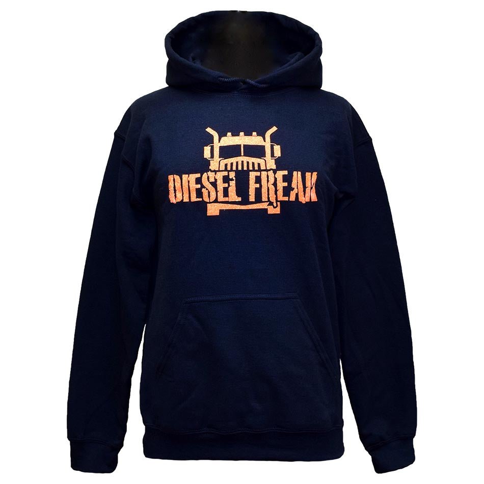 Truckin Freak Navy & Orange Glitter Adult Hoodie
