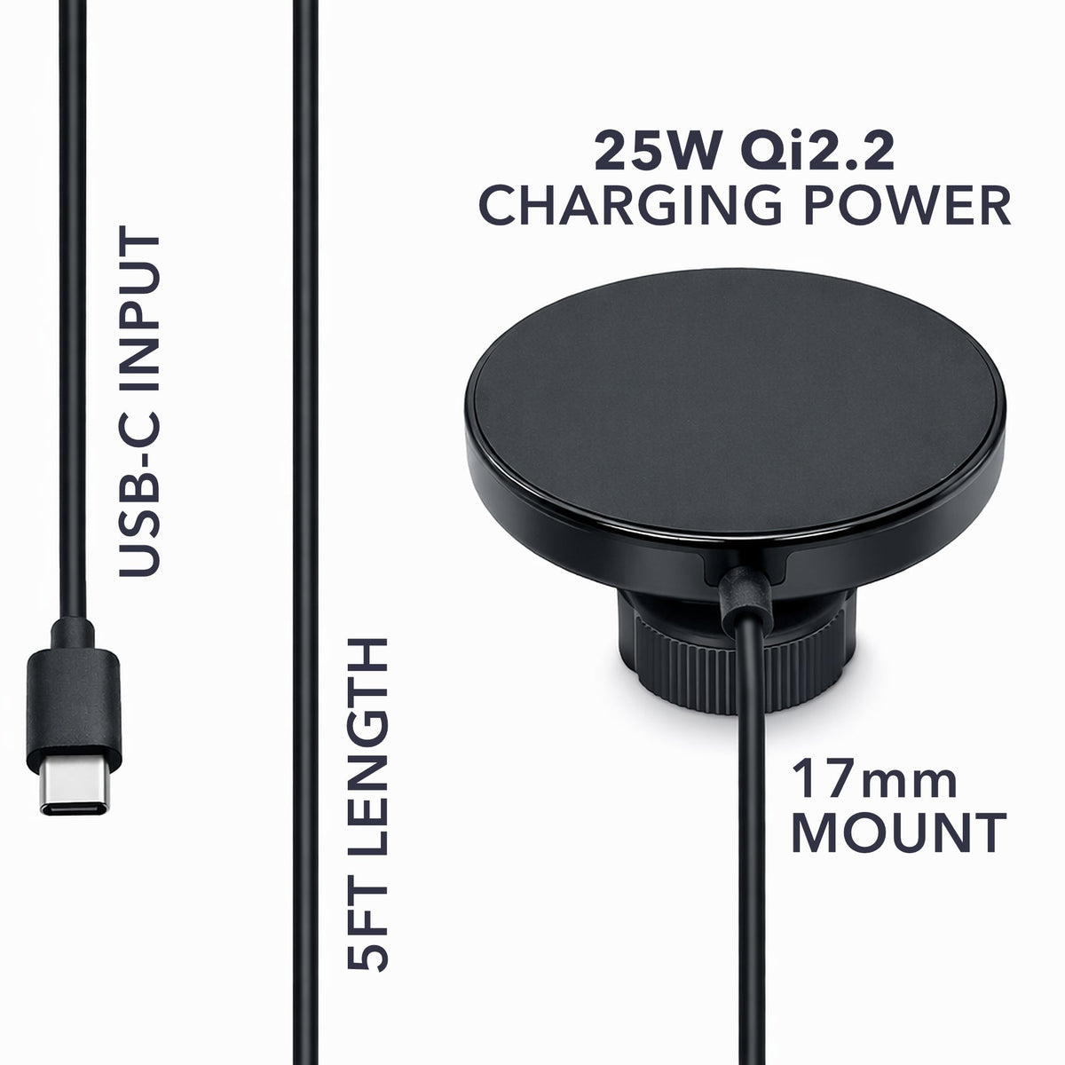 MagSafe Car Charger 25W Qi2.2 | 17mm Ball Mount USB-C