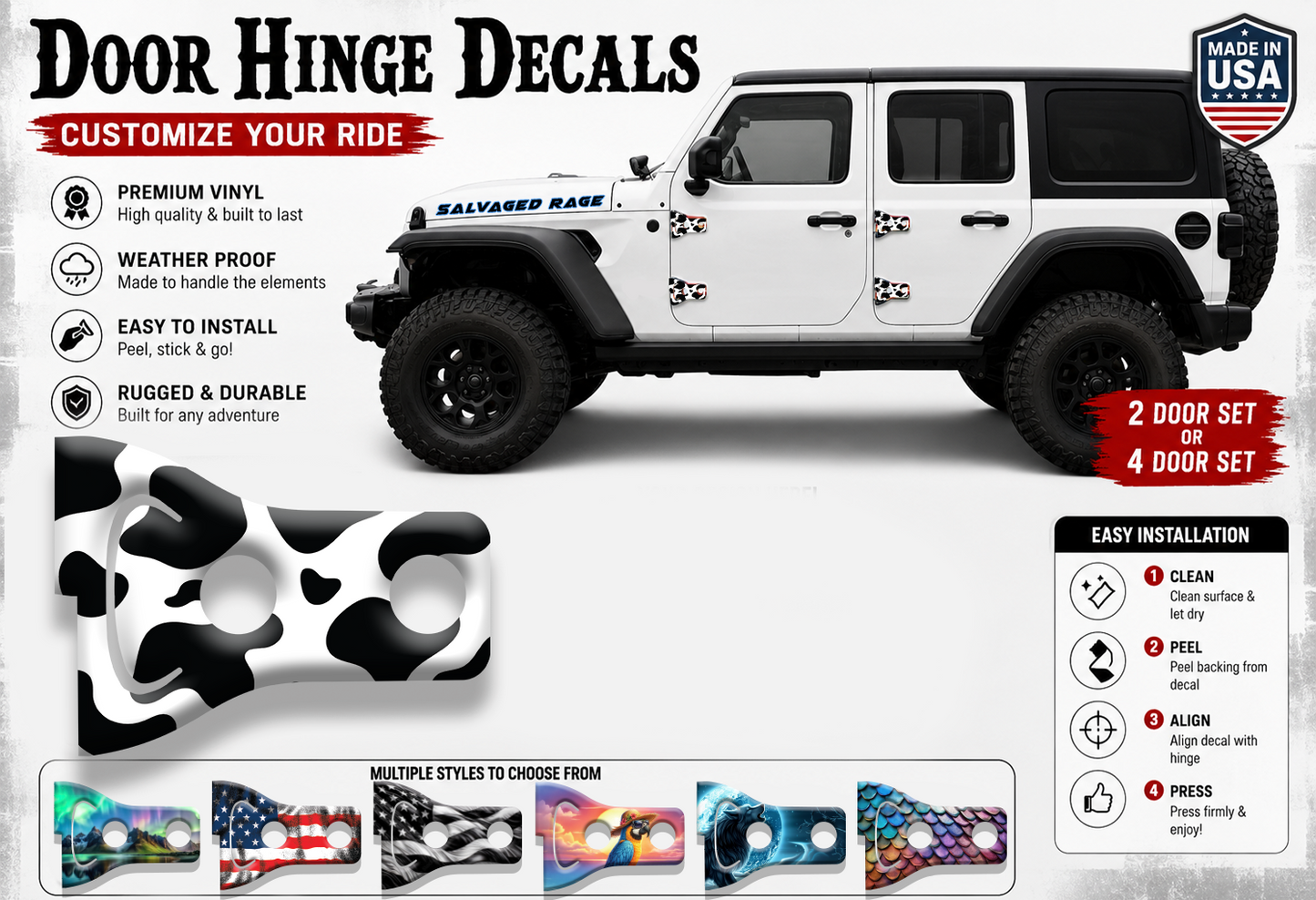 Cow prints Door hinge decals 7