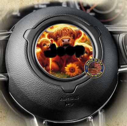 Steering wheel decal baby highland cow 233