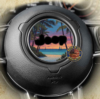 Steering wheel decal beach sailboats 236