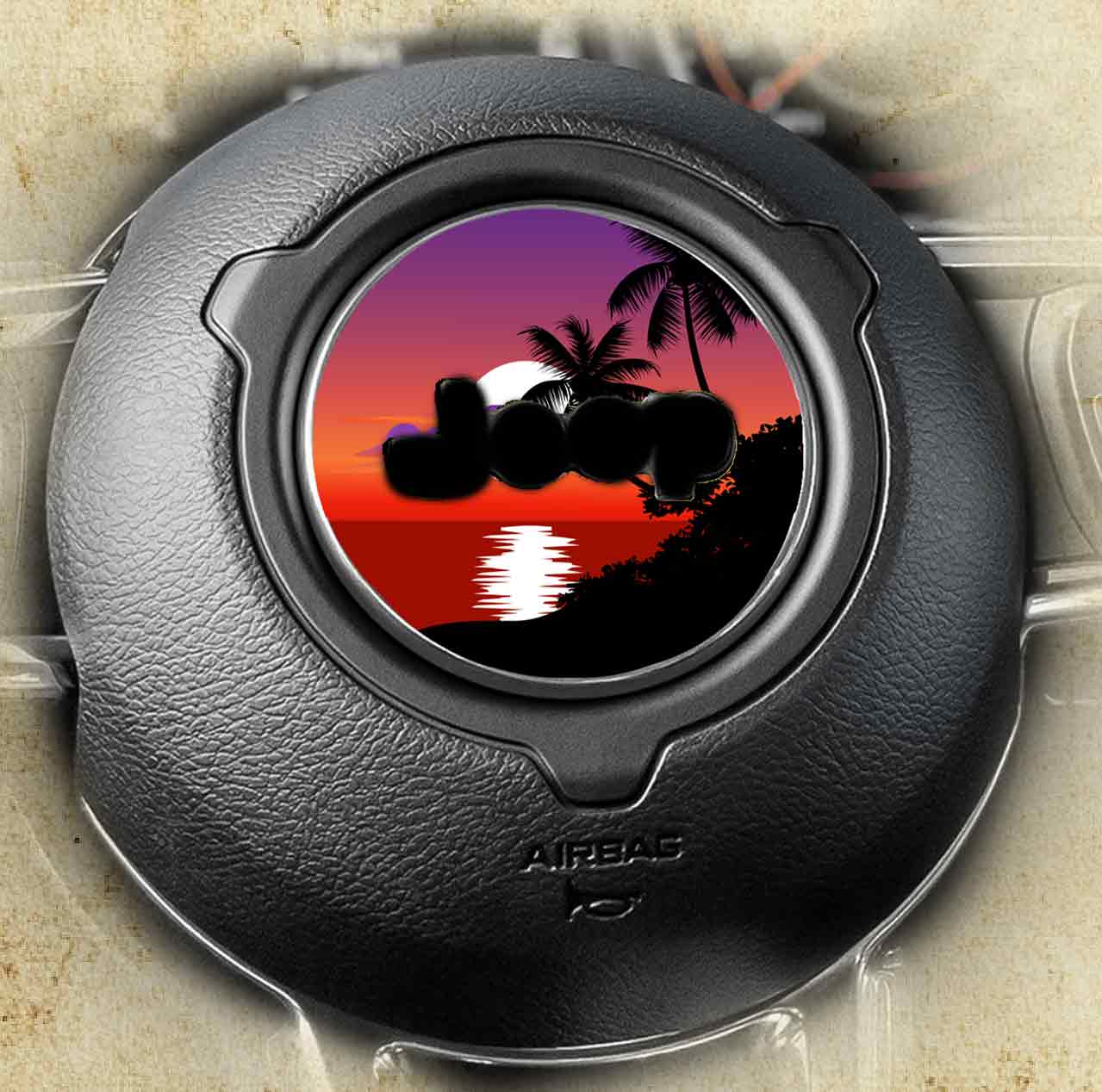 Steering wheel decal beach palm trees 186