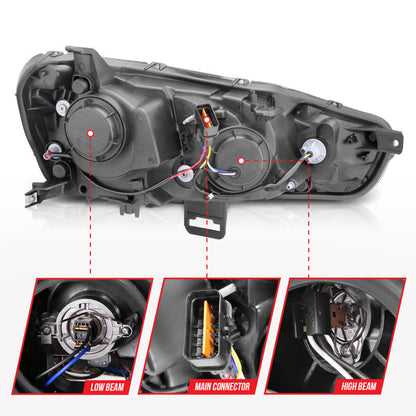 Anzo 2008-2015 Mitsubishi Lancer Projector Headlights w/ Halo Chrome (CCFL)