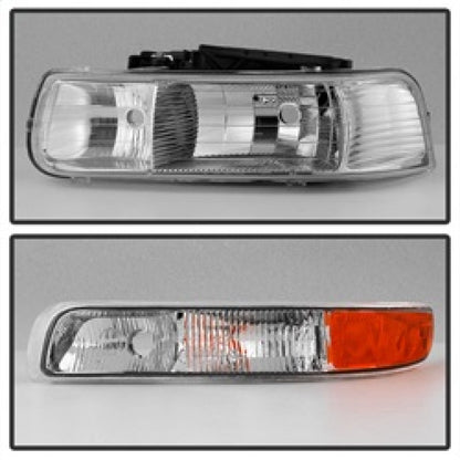 SPYDER xTune Chevy Silverado 1500 99-02 OEM Style Headlights w/ Bumper Lights - Chrome HD-JH-CSIL99-OE-SET 9035111