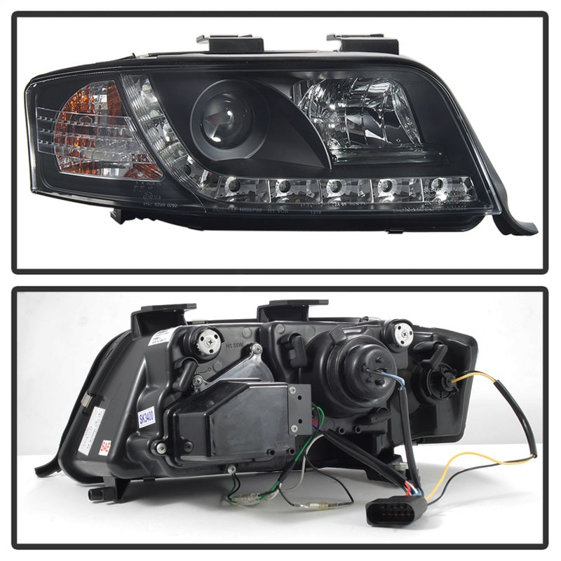 Spyder Audi A6 02-04 Projector Headlights Halogen Model Only - DRL Black PRO-YD-ADA601-DRL-BK 5008657