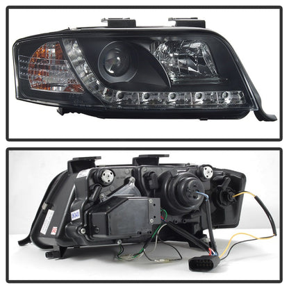 Spyder Audi A6 02-04 Projector Headlights Halogen Model Only - DRL Black PRO-YD-ADA601-DRL-BK 5008657