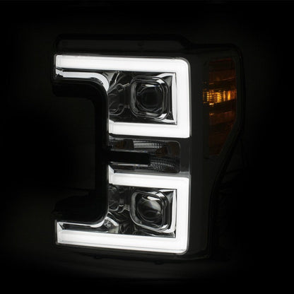 Anzo Projector Plank Style Switchback Headlight Chrome / Amber 17-18 Ford