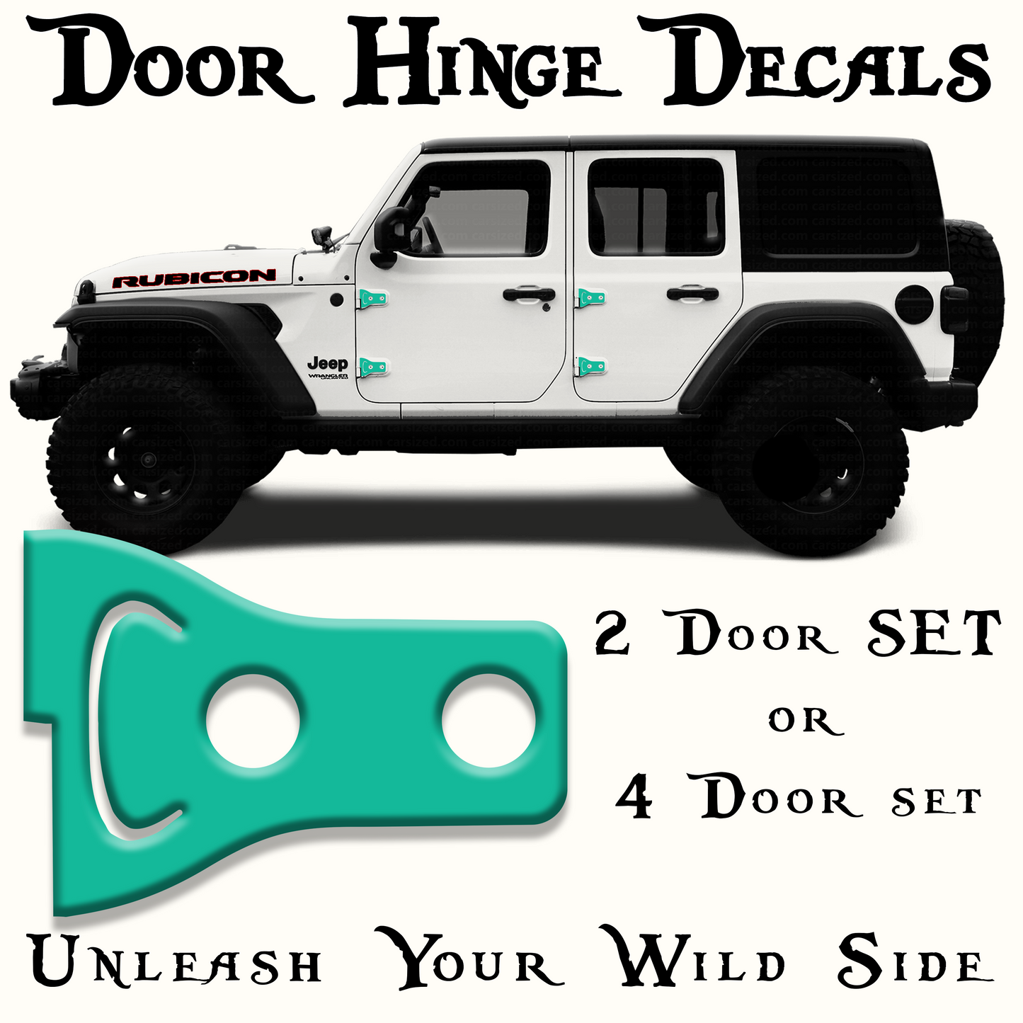 Teal print Door hinge decals 25