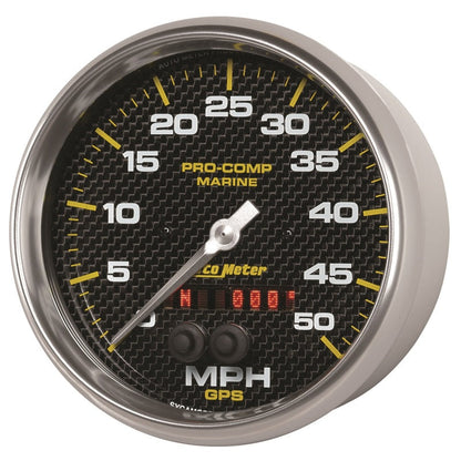 AutoMeter Speedometer Gauge 5 inch 50MPH GPS Marine Carbon Fiber 200644-40