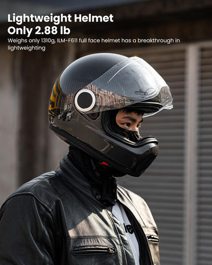ILM Carbon Fiber Lightweight Motorcycle Helmets Full Face Retro Helmet Model F611