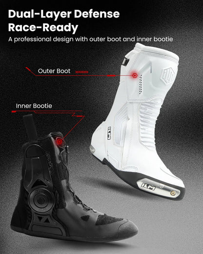 ILM Motorcycle Racing Boots Enhanced Ventilation Anti Slip Street Riding Sport Footwear CE Protective Gear Model BRC1