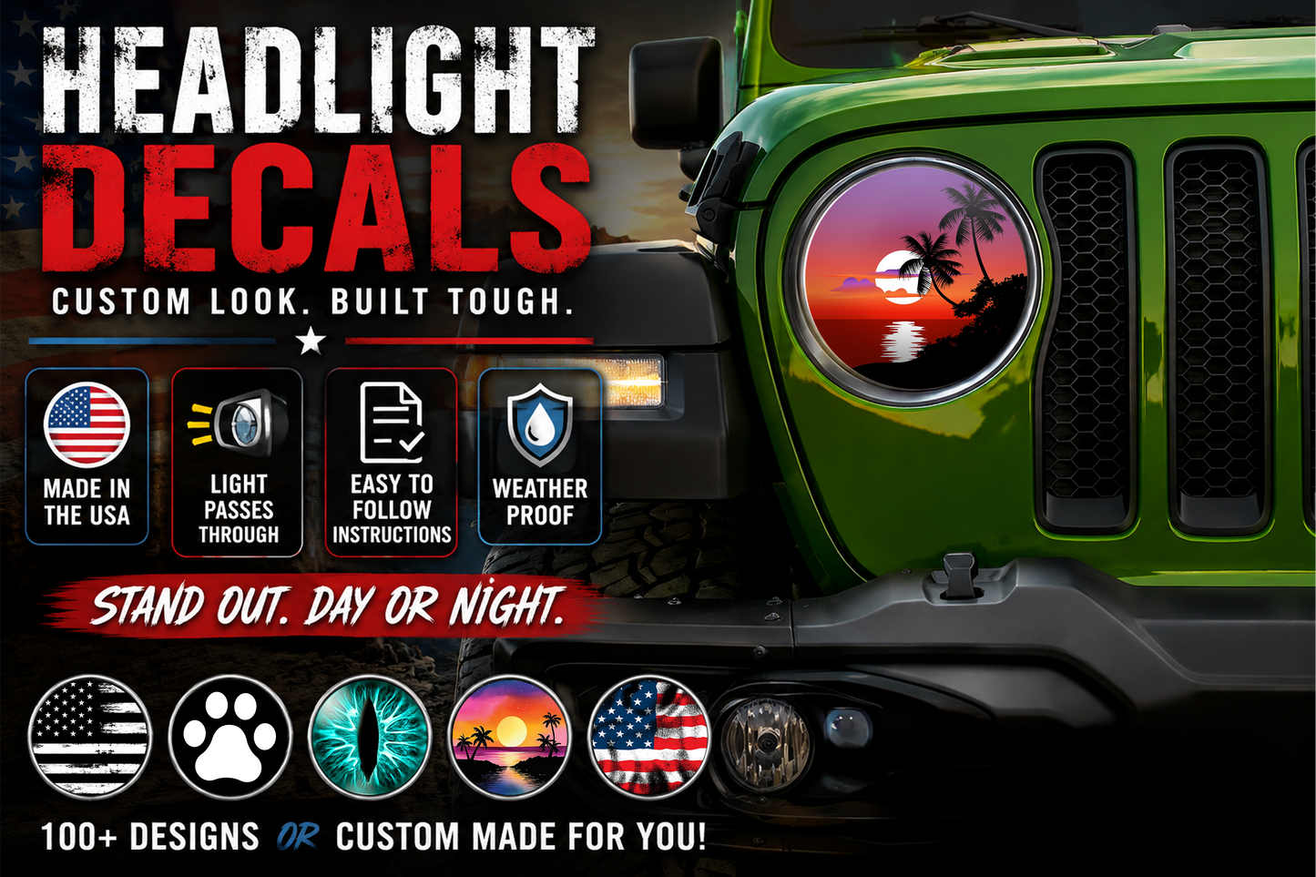 Palm Tree round headlight decals 37