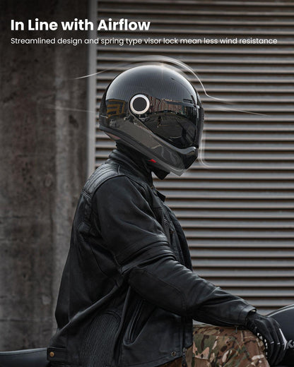 ILM Carbon Fiber Lightweight Motorcycle Helmets Full Face Retro Helmet Model F611