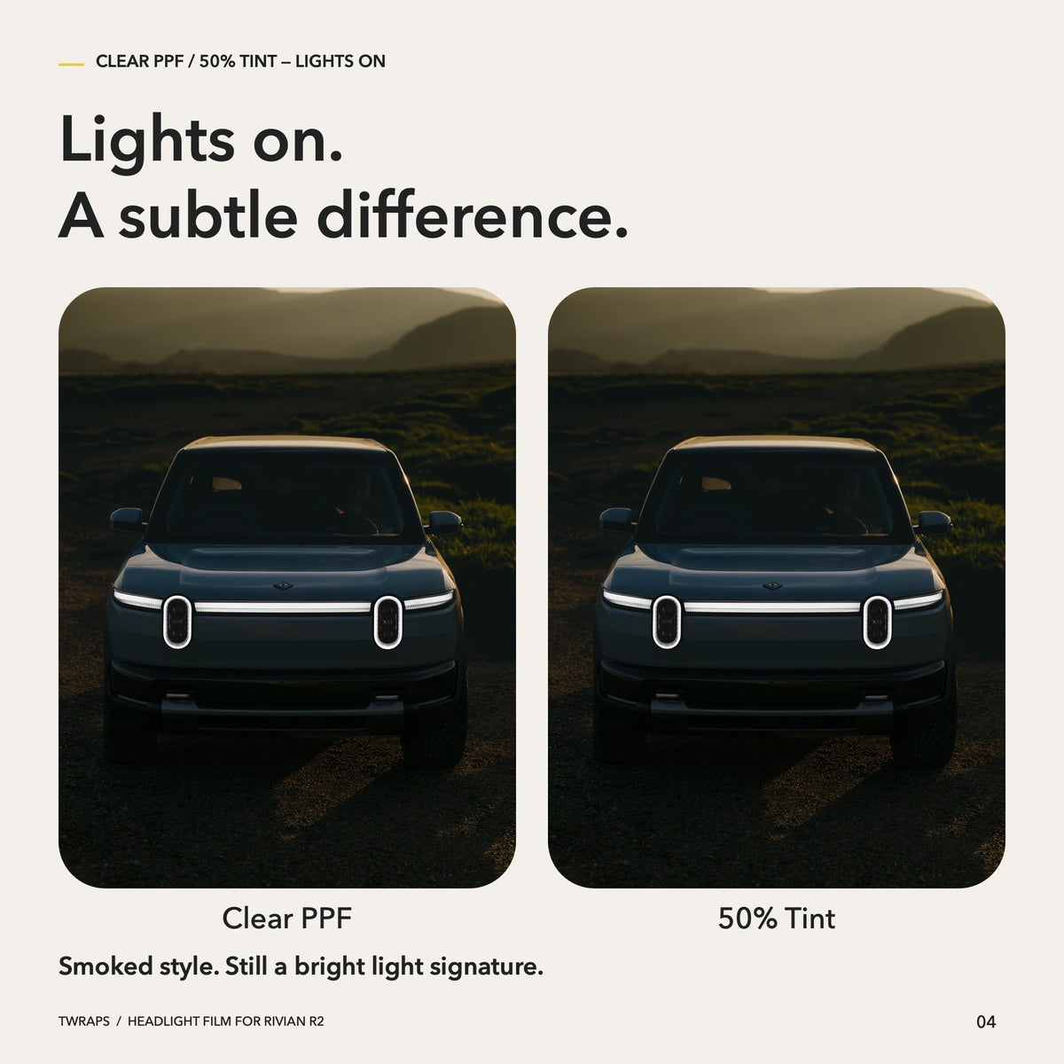 Headlights Tint & Clear PPF | Rivian R2, Precut Light Protection