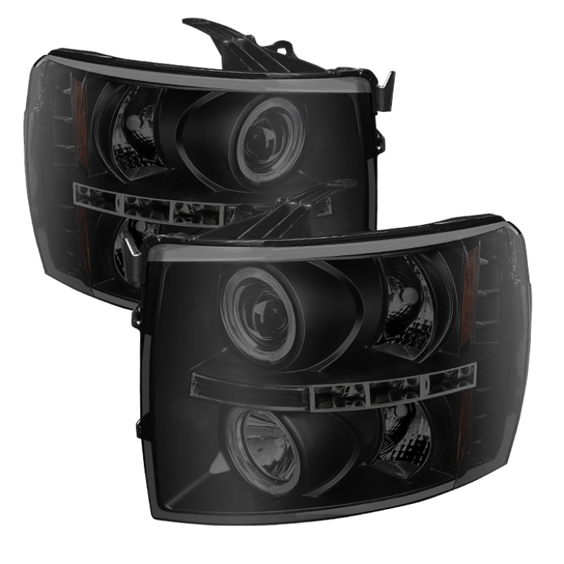 Spyder Chevy Silverado 1500/2500 07-13 Projector Headlights LED Halo LED Blk Smke PRO-YD-CS07-HL-BSM 5078322
