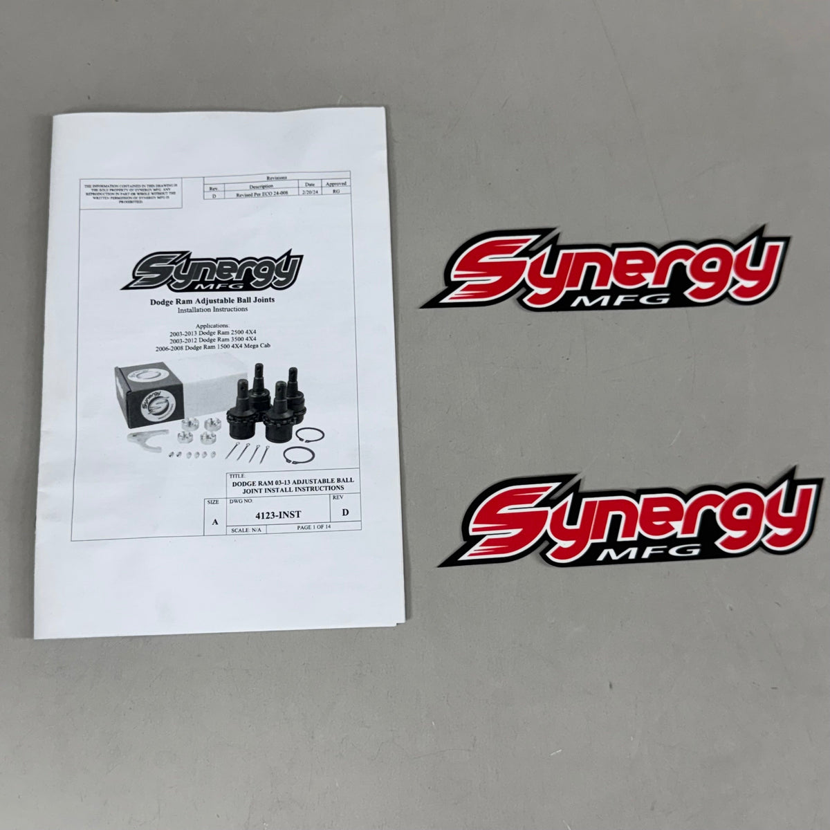SYNERGY MFG Dodge Ram Adjustable Ball Joints Kit Black 4123-INST