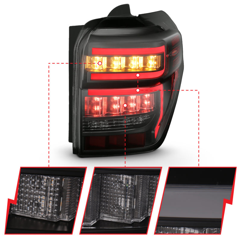 ANZO 2014-2020 Toyota 4Runner T.L Black Housing Smoke Lens Red Light Bar W/Sequential 311312