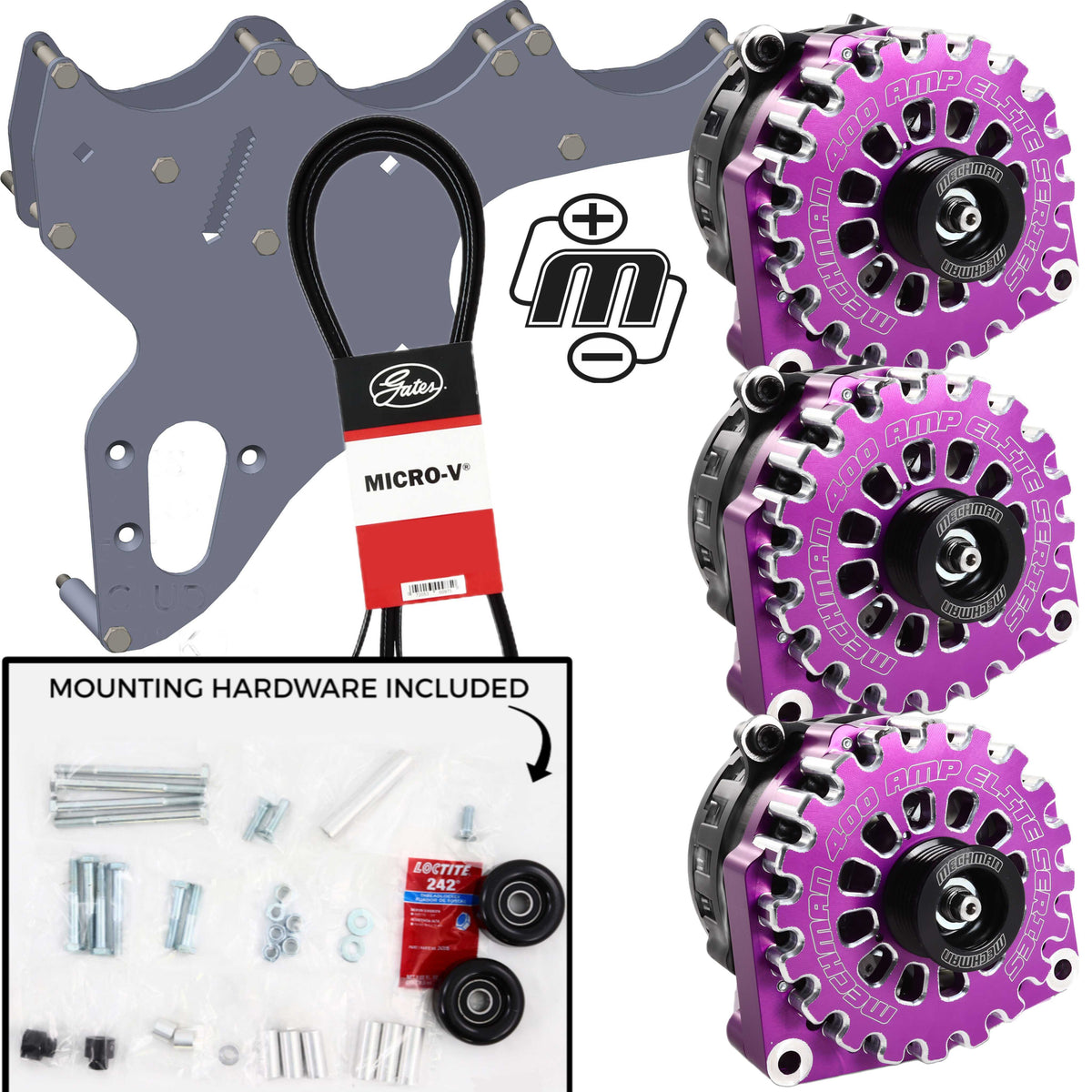 Mechman Triple Alternator Kit 2005-2013 GM Truck / SUV - Purple
