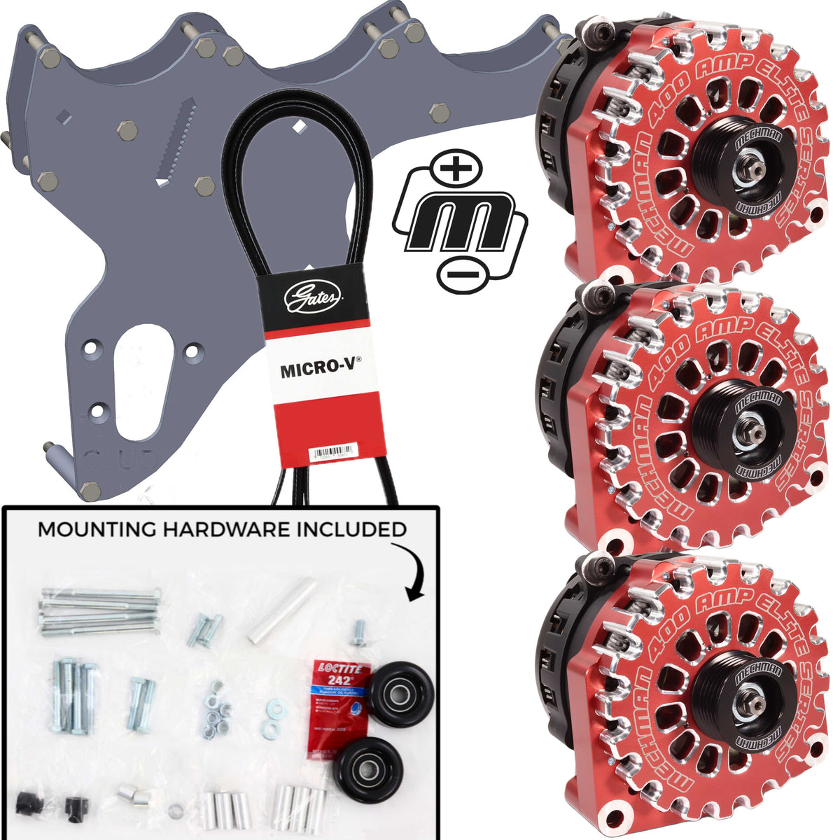 Mechman Triple Alternator Kit 2005-2013 GM Truck / SUV - Red