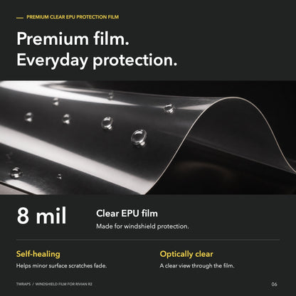 Windshield Protection Film | Rivian R2, UV + IR Defense