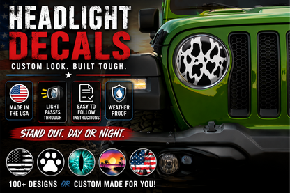Cow print round headlight decals 61