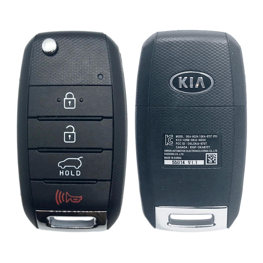 Kia Soul 2014-2019 OEM 4 Button Flip Key Remote w/ Hatch OSLOKA-875T