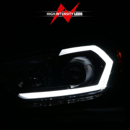 ANZO 2014-2016 Kia Forte Projector Headlights w/ Light Bar Black Housing w/ DRL 121562