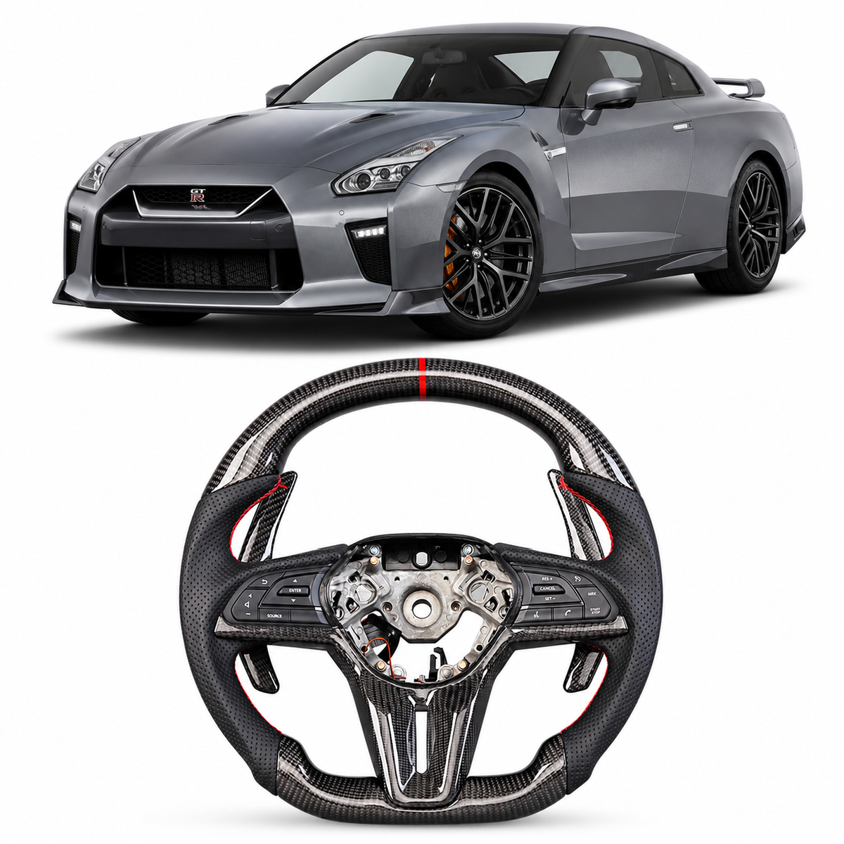 Nissan GTR R35 Skyline R34 Carbon Fiber Steering Wheel 2007-2020