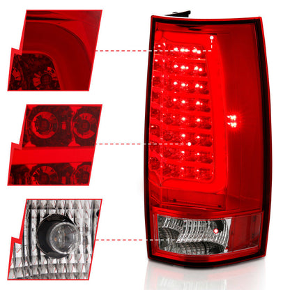 ANZO 2007-2014 Chevy Tahoe LED Taillight Plank Style Chrome With Red/Clear Lens 311323