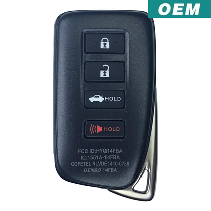 Lexus 2013-2018 OEM 4 Button Smart Remote Key HYQ14FBA / G Board 0020