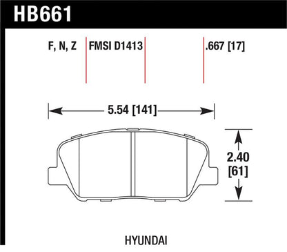 Hawk 10 Hyundai Genesis Coupe (w/o Brembo Breaks) HPS Street Front Brake Pads