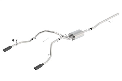 Borla 14 Silv/Sierra 1500 C/B Touring Exh/2.75in in muff 2.25inout 4inTIp SS Rear Exit-Black Chrome 140535BC