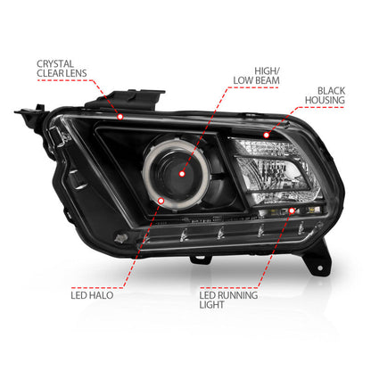 Anzo 2010-2014 Ford Mustang Projector Headlights w/ Halo Black (CCFL)