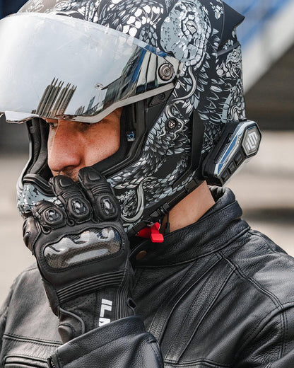 ILM Motorcycle Bluetooth Headset Helmet Communication System 2100M Intercom IP67 Waterproof Noise Cancellation Model RANGEPRO